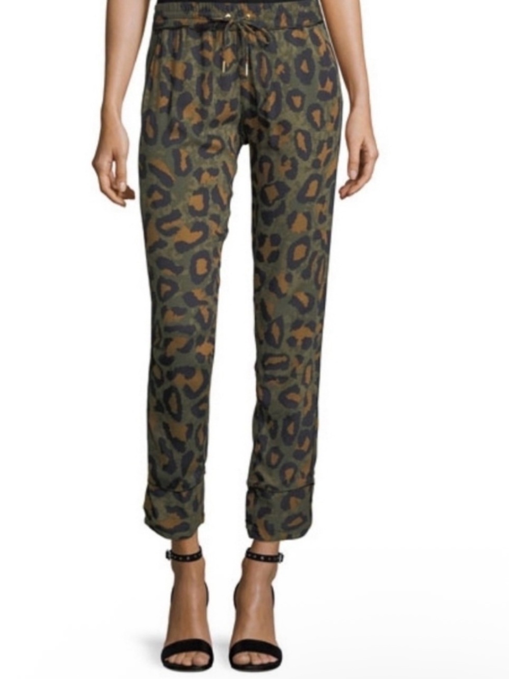 Zadig & Voltaire Parone Leopard Animal Print Drawstring Jogger Pull On Pants 36